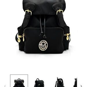 Black Backpack with Gold Accents